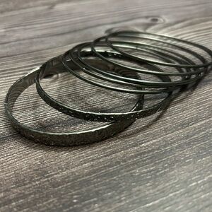 Set of Silver Bangles Bracelets